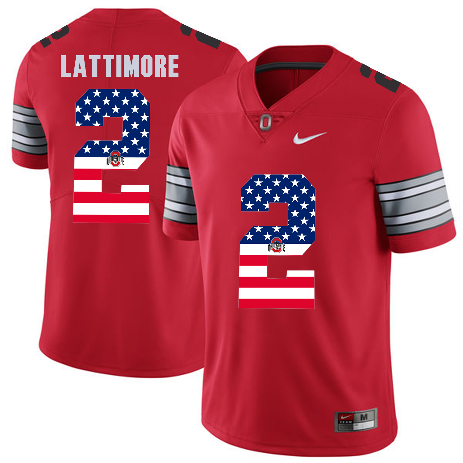 Men Ohio State #2 Lattimore Red Flag Customized NCAA Jerseys